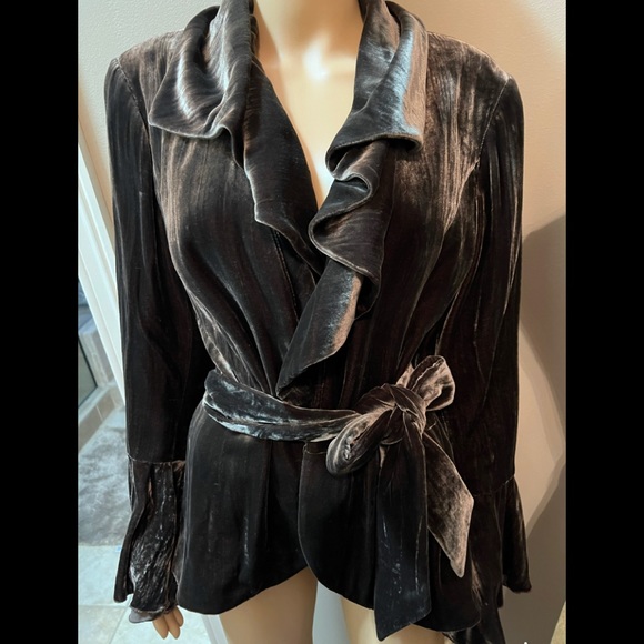 Vintage Lafayette 148 New York silk-blend velvet-like chocolate Jacket. Sz12 - Picture 1 of 8